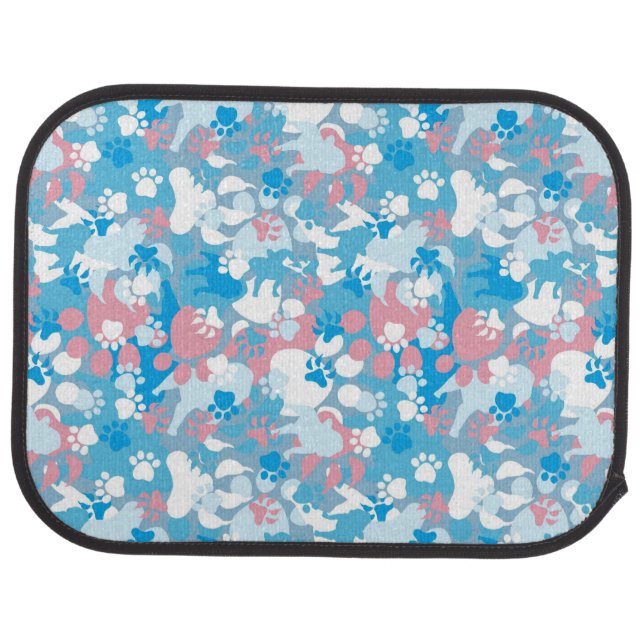 Dog Pink and Blue Camouflage Pattern Car Floor Mat (Rear)