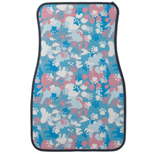 Dog Pink and Blue Camouflage Pattern Car Mat