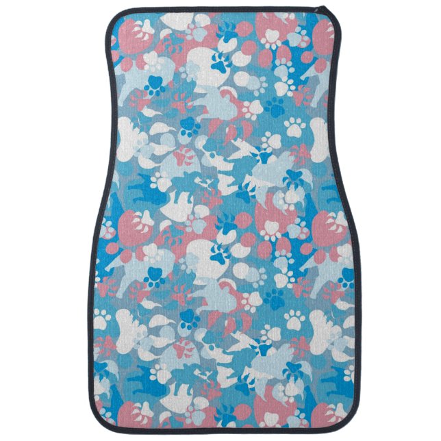 Dog Pink and Blue Camouflage Pattern Car Mat (Front)