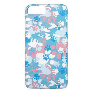 Dog Pink and Blue Camouflage Pattern iPhone 8 Plus/7 Plus Case