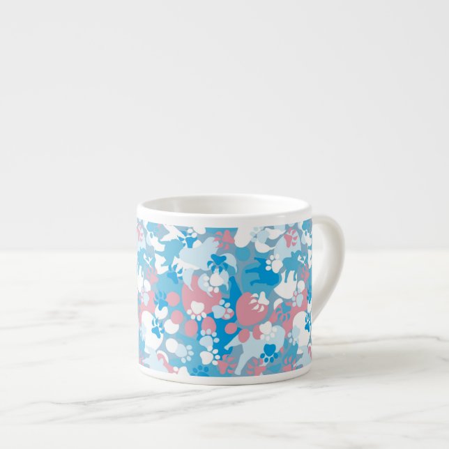 Dog Pink and Blue Camouflage Pattern Espresso Cup (Front Right)