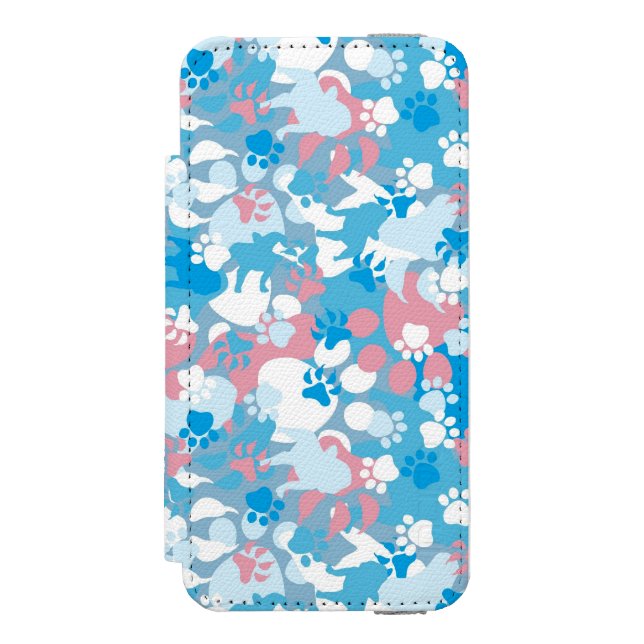 Dog Pink and Blue Camouflage Pattern Incipio iPhone Wallet Case (Folio Front)