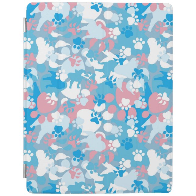 Dog Pink and Blue Camouflage Pattern iPad Smart Cover (Front)
