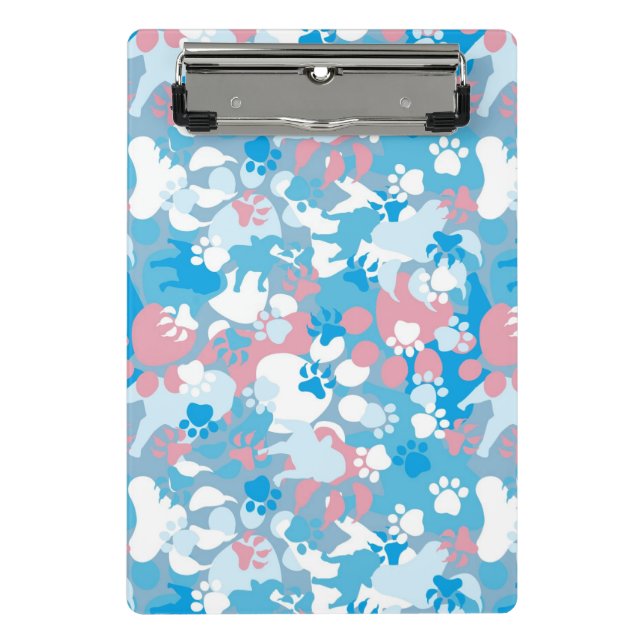 Dog Pink and Blue Camouflage Pattern Mini Clipboard (Front)