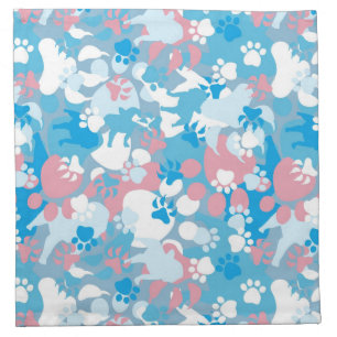 Dog Pink and Blue Camouflage Pattern Napkin