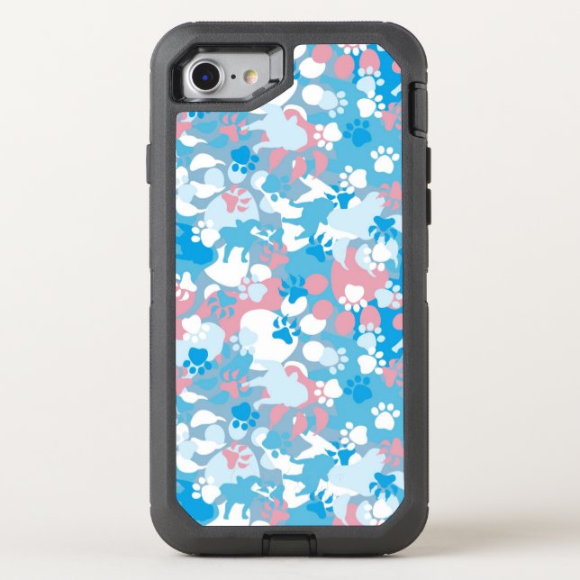 Dog Pink and Blue Camouflage Pattern Otterbox iPhone Case (Back)