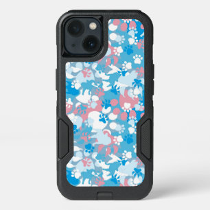 Dog Pink and Blue Camouflage Pattern iPhone 13 Case