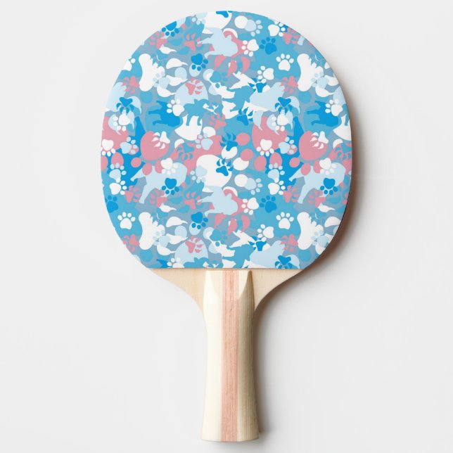 Dog Pink and Blue Camouflage Pattern Ping-Pong Paddle (Front)