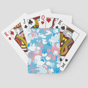 Dog Pink and Blue Camouflage Pattern Poker Cards