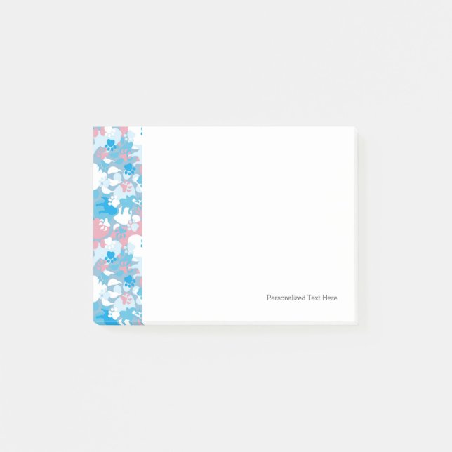 Dog Pink and Blue Camouflage Pattern Post-it Notes (Front)