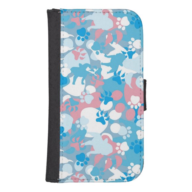 Dog Pink and Blue Camouflage Pattern Samsung Galaxy Wallet Case (Front)