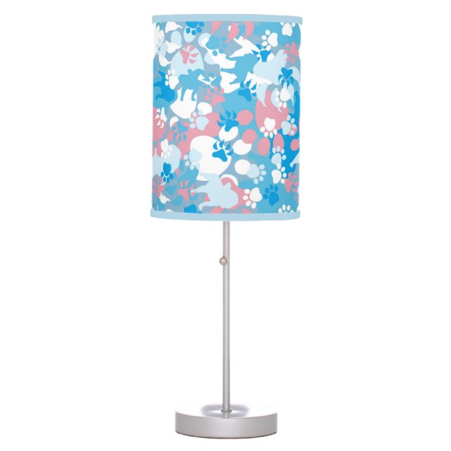 Dog Pink and Blue Camouflage Pattern Table Lamp (Front)