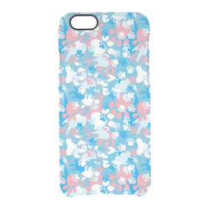 Dog Pink and Blue Camouflage Pattern Clear iPhone 6/6S Case