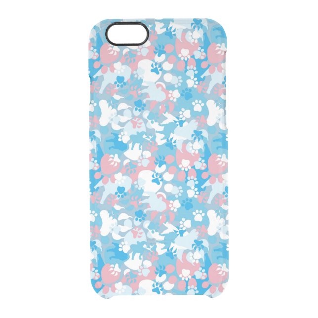 Dog Pink and Blue Camouflage Pattern Uncommon iPhone Case (Back)