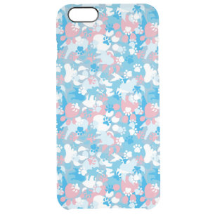 Dog Pink and Blue Camouflage Pattern Clear iPhone 6 Plus Case