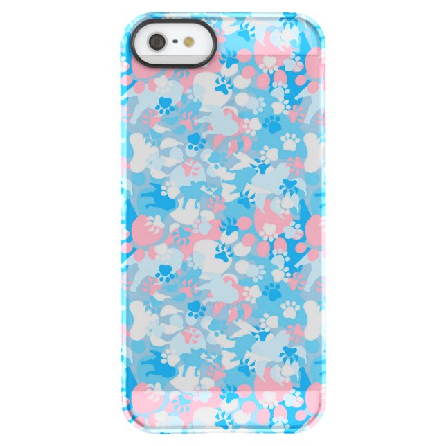 Dog Pink and Blue Camouflage Pattern Uncommon iPhone Case (Back)