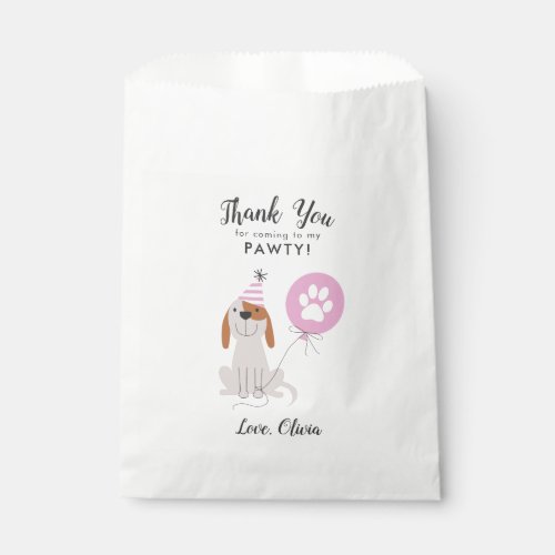 Dog Pink Birthday Party Thank You Favor Favor Bag