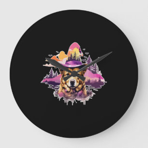 Dog Pink Halloween 2 Large Clock