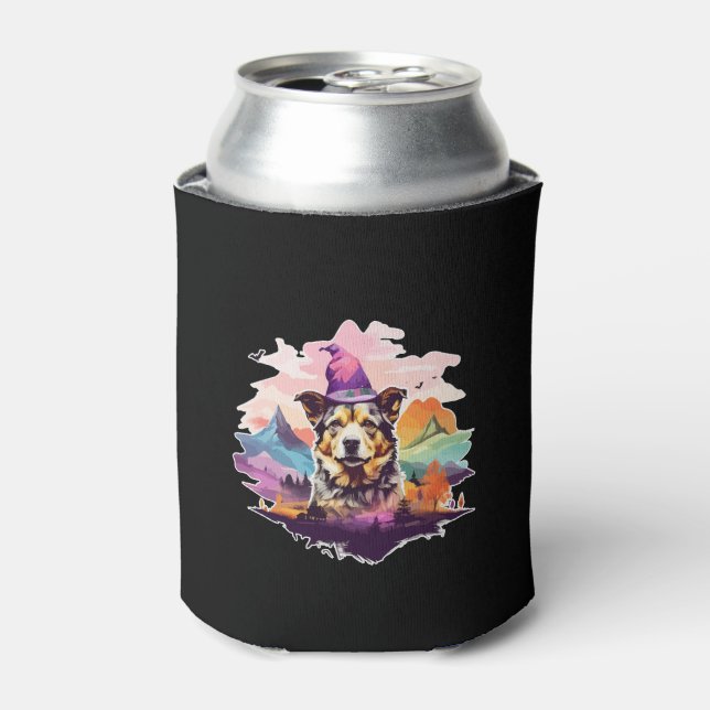 Dog Pink Halloween Can Cooler (Can Front)