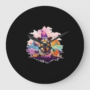 Dog Pink Halloween Large Clock