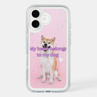 Dog pink mobile design iPhone 16 case