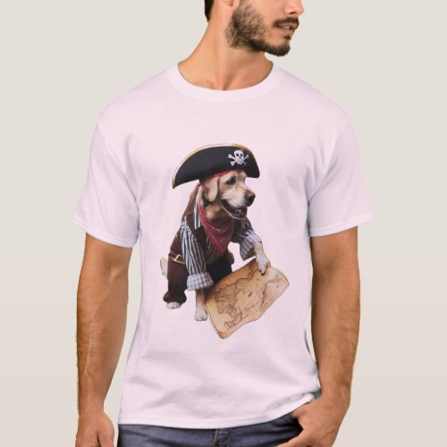  Dog Pirate Searching Treasures With Map T_Shirt