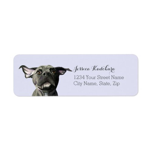 Dog Pit Bull Wiggly Ears Return Address Label