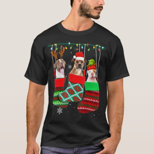 Dog Pitbull Christmas Socks Xmas Pajama Pet Puppy T-Shirt