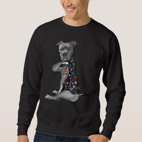 Dog Pitbull I Love Mom Tattoo  Dog Sweatshirt