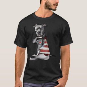Dog Pitbull I Love Mom Tattoo Fathers Day T-Shirt