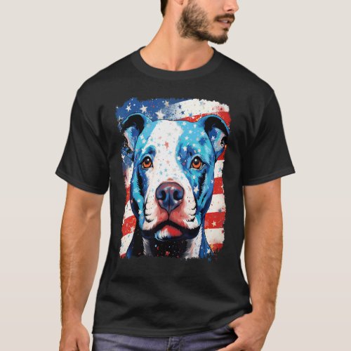 Dog Pitbull Patriotic 4th of July T-Shirt