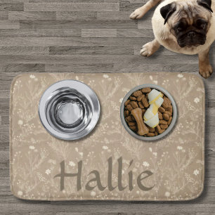 Dog Placemat - Brown Botanical, Personalized Bath Mat