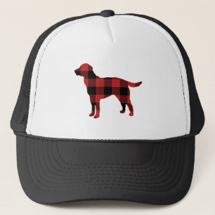 Dog Plaid Red Check Trucker Hat