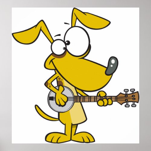 Dog Playing A Banjo Poster
