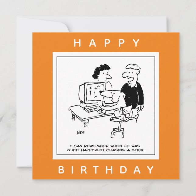 Dog Playing a Computer Game Cartoon Card (Front)