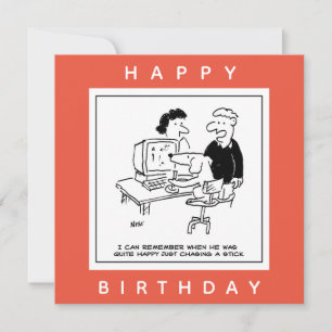 Dog Playing a Computer Game Cartoon Card