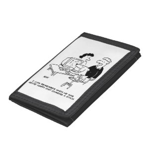 Dog Playing at Computer Dog owner Gift Tri-fold Wallet