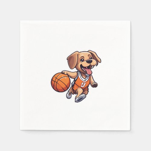 Dog Playing Basketball Classic Napkins