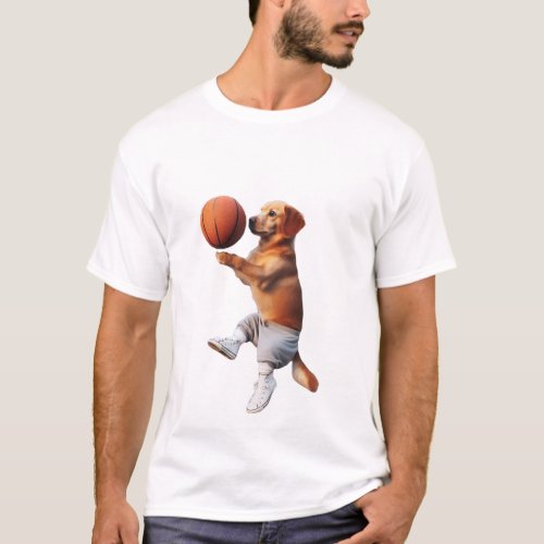Dog Playing Basketball Dribbling Around T_Shirt