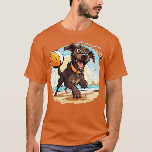 Dog playing beach volleyball 1 T_Shirt