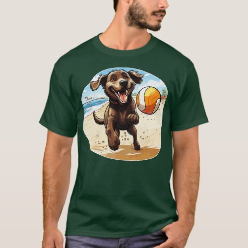Dog playing beach volleyball 3 T_Shirt