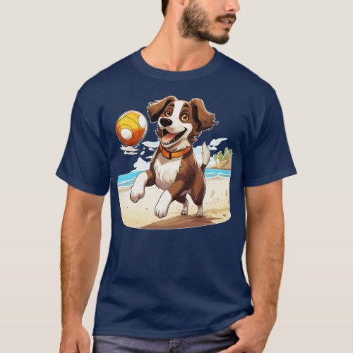 Dog playing beach volleyball T_Shirt