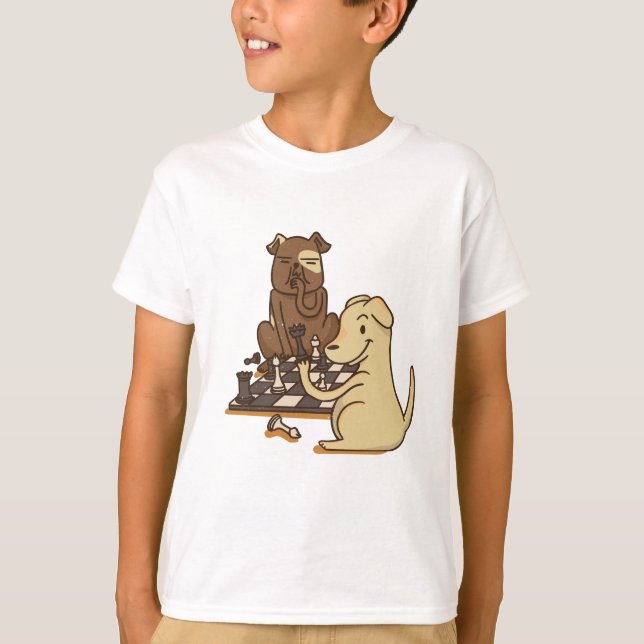 Dog Playing Chess T-Shirt (Front)