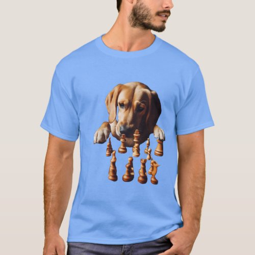 Dog Playing Chess With Tactic and Strategy Pieces T_Shirt
