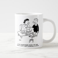 Dog Playing Computer Games. Funny Giant Coffee Mug