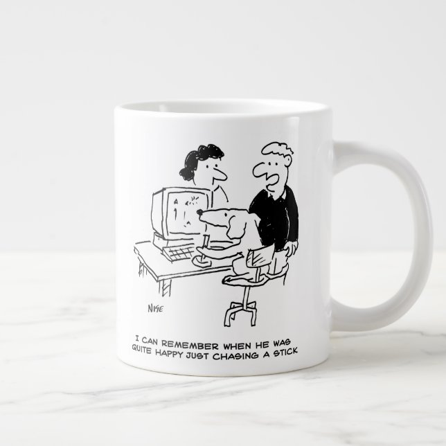 Dog Playing Computer Games. Funny Giant Coffee Mug (Right)