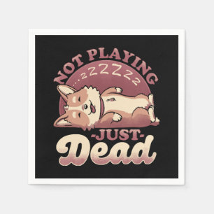 Dog Playing Dead - Cute Irony Pet Napkins