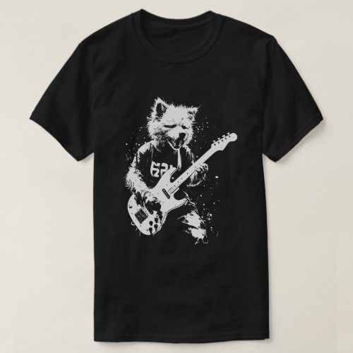 Dog Playing Guitar 90s Grunge Punk Rock  Roll  T_Shirt