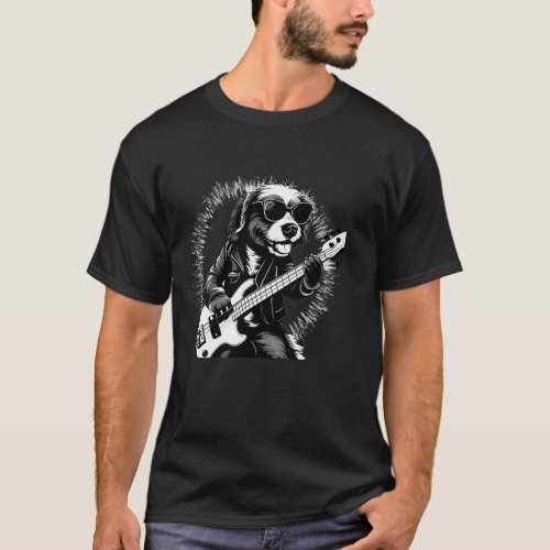 Dog Playing Guitar Musician Guitarist Canine Lover T_Shirt