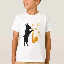 Dog playing Jazz saxophone Funny Design For Kids
